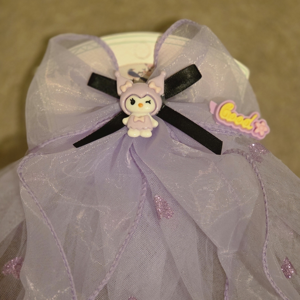 Kuromi Long Hair Bow Clip